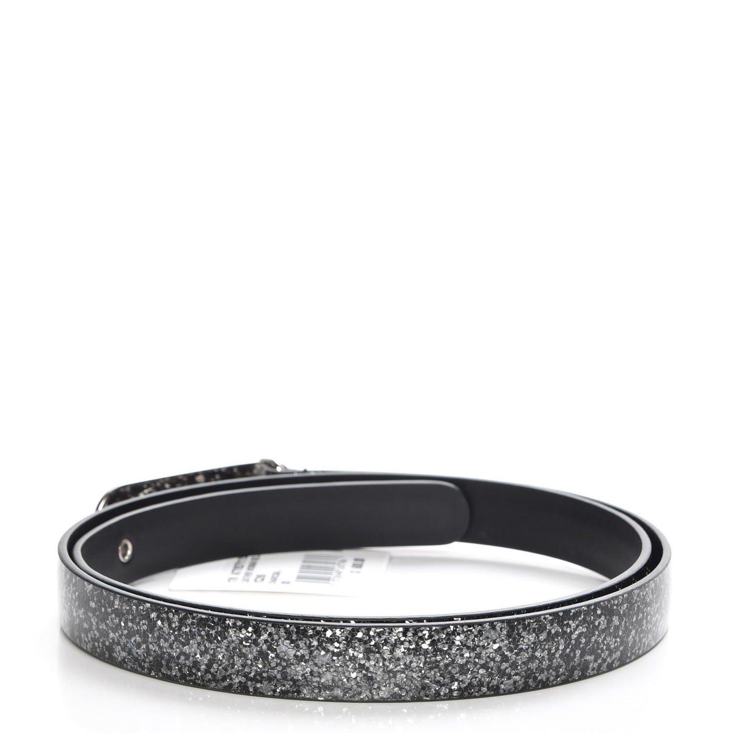 Glitter Calfskin CC Logo Skinny Belt 80 32 Charcoal