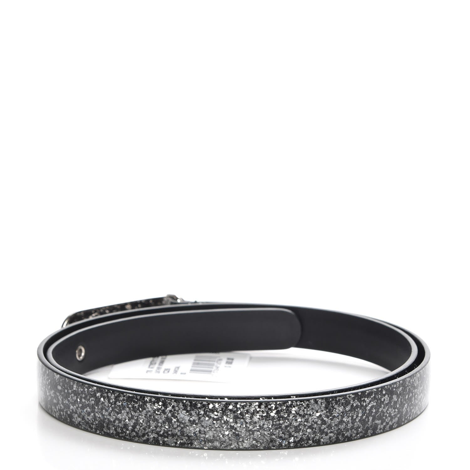 Chanel Glitter Calfskin CC Logo Skinny Belt 80 32 Charcoal 3 of 9