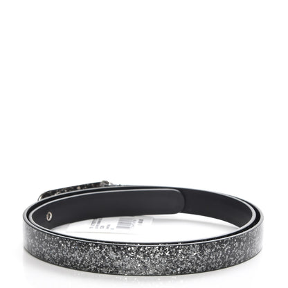 Chanel Glitter Calfskin CC Logo Skinny Belt 80 32 Charcoal 3 of 9