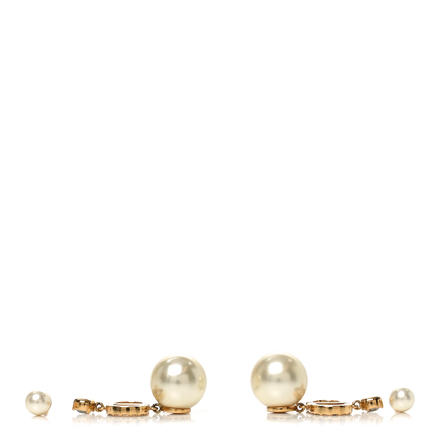Christian Dior Pearl Crystal Tribal CD Drop Earrings Gold 3 of 4