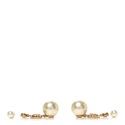 Christian Dior Pearl Crystal Tribal CD Drop Earrings Gold 3 of 4