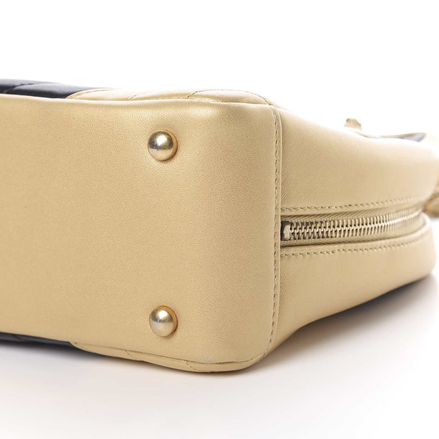 Lambskin Sheepskin Chevron Camera Case Black Gold