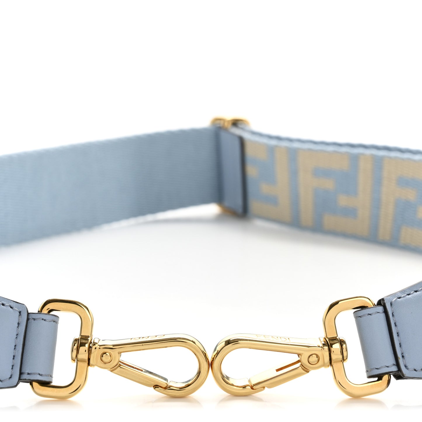 Jacquard Ribbon Vitello King FF Bi-Color Intreccio Adjustable Strap You Azzurro Baby Latte