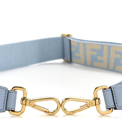 Fendi Jacquard Ribbon Vitello King FF Bi-Color Intreccio Adjustable Strap You Azzurro Baby Latte 3 of 6