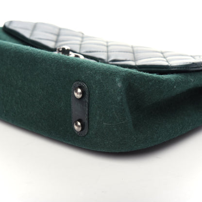 Chanel Felt Glazed Calfskin Quilted Edelweiss Flower Flap Dark Green 9 of 9