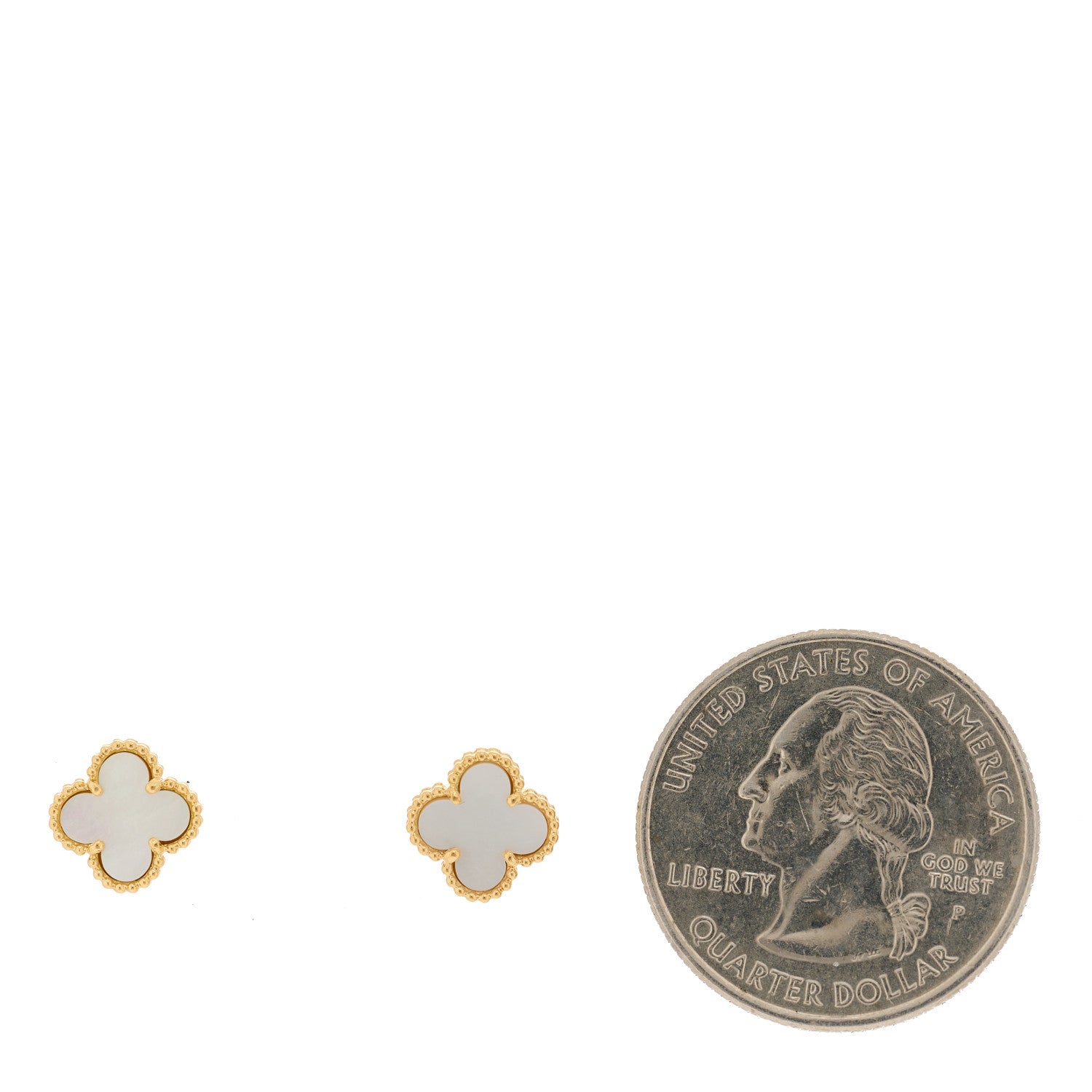 Van Cleef & Arpels 18K Yellow Gold Mother of Pearl Sweet Alhambra Earrings 2 of 4