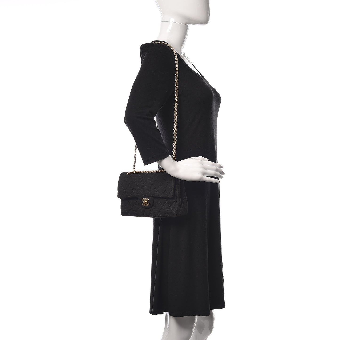 Jersey Quilted Small Double Flap Black