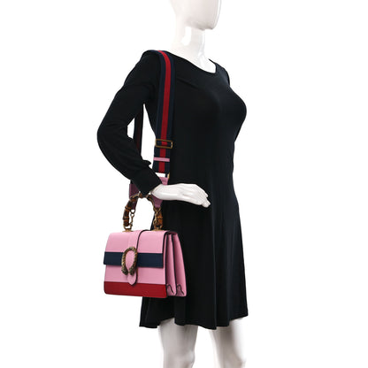 Gucci Moon Calfskin Web Medium Dionysus Bamboo Top Handle Bag Sugar Pink Blue Agata Hibiscus Red 2 of 9