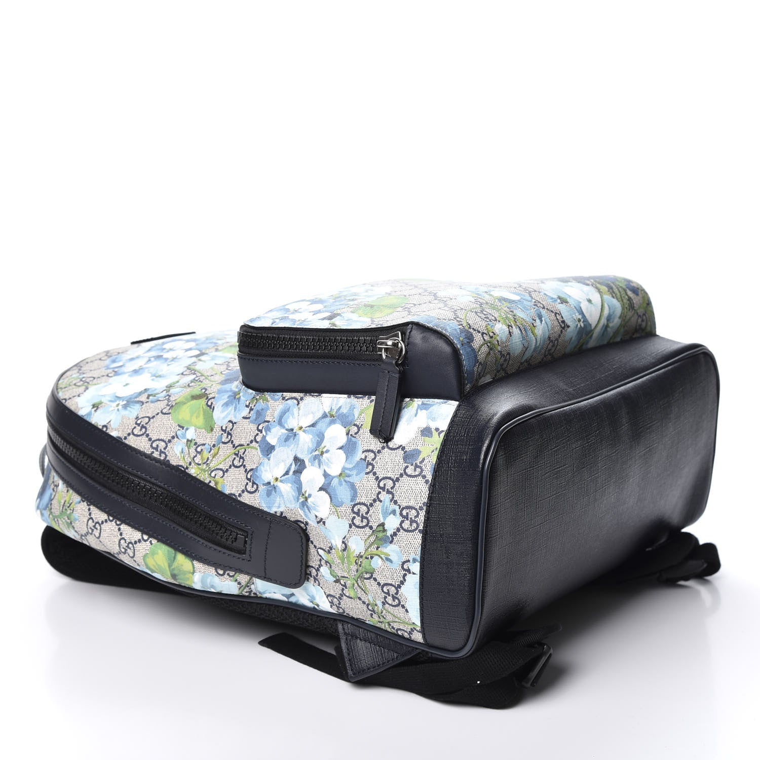 Gucci GG Supreme Monogram Blooms Medium Day Backpack Beige Blue Navy 3 of 11