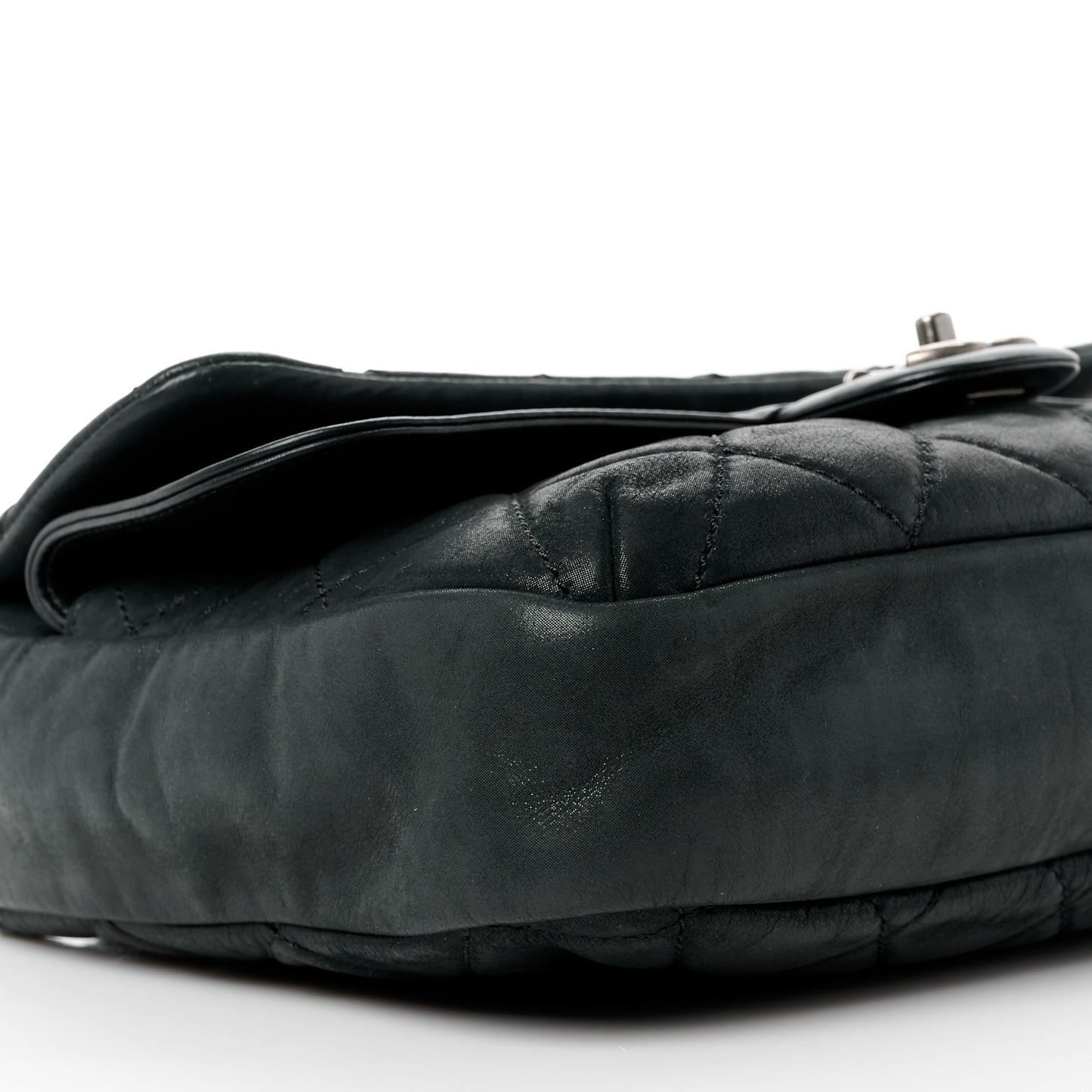 Iridescent Calfskin Jumbo In the Mix Double Flap Black