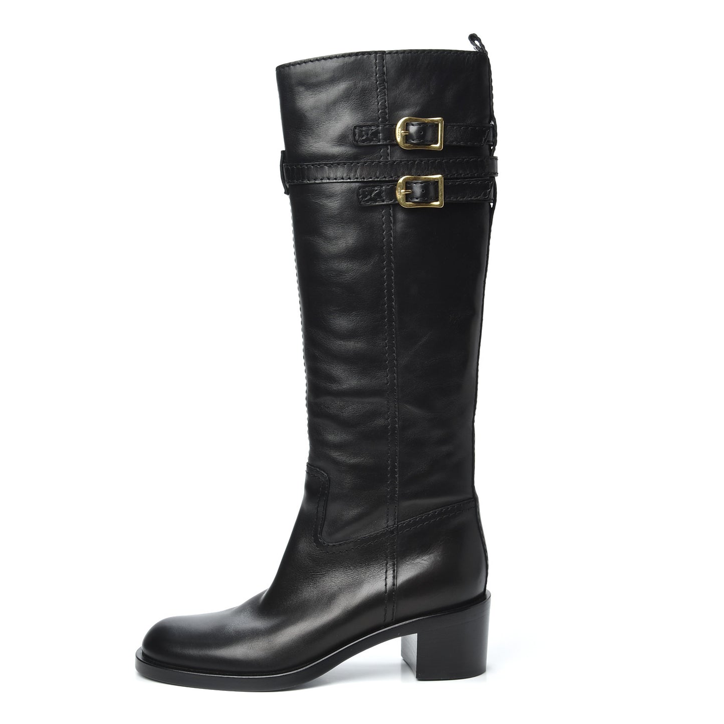Calfskin Knee High Boots 38.5 Black