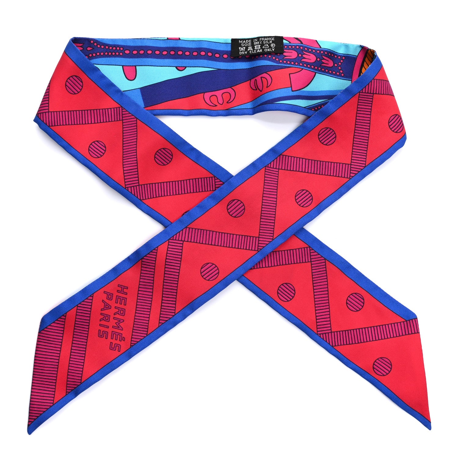 Hermes Silk Balade En Berline Twilly Rouge Fuchsia Turquoise 1 of 4