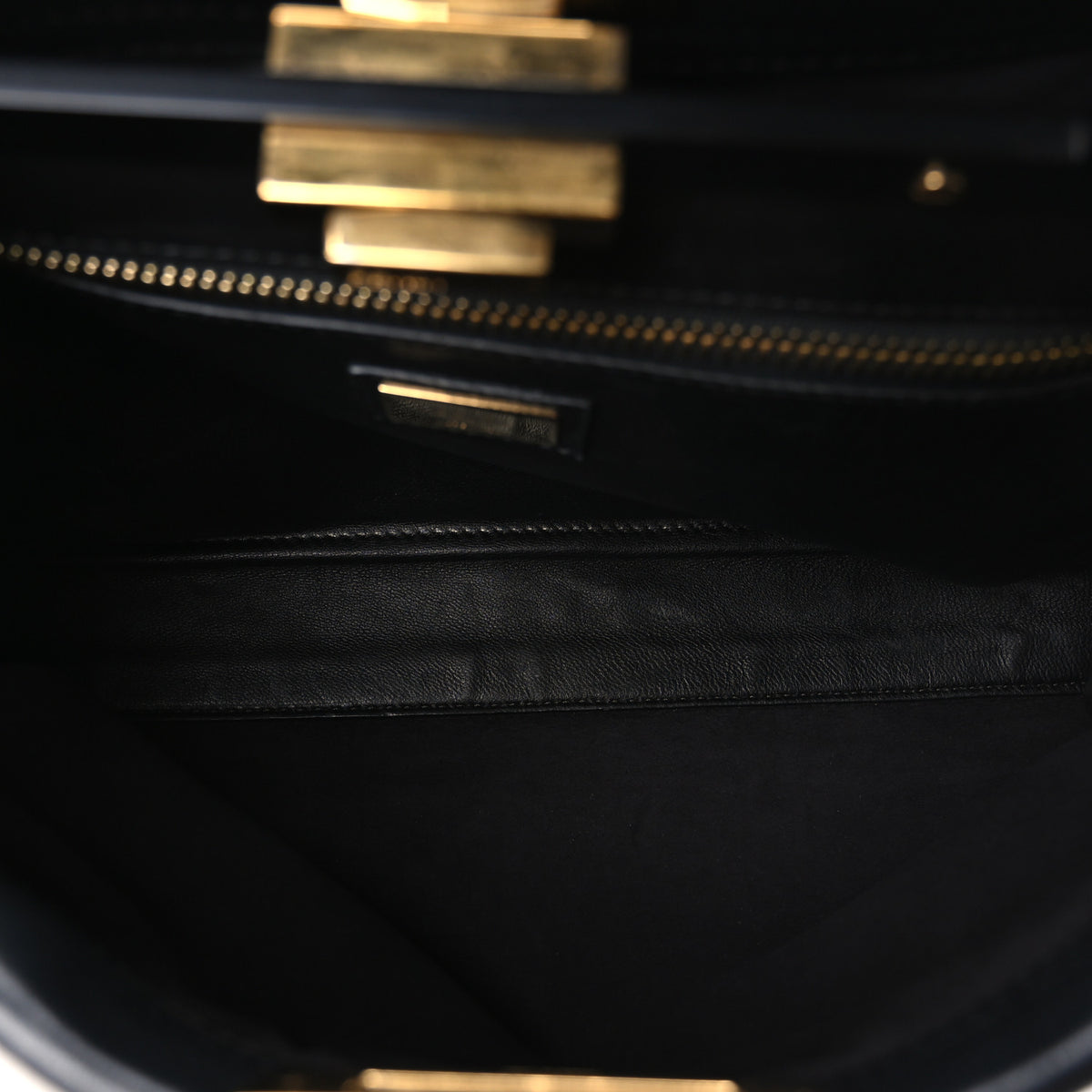 Fendi Vitello Seta Shiny Nappa Medium Peekaboo Iconic Satchel Black 5 of 12