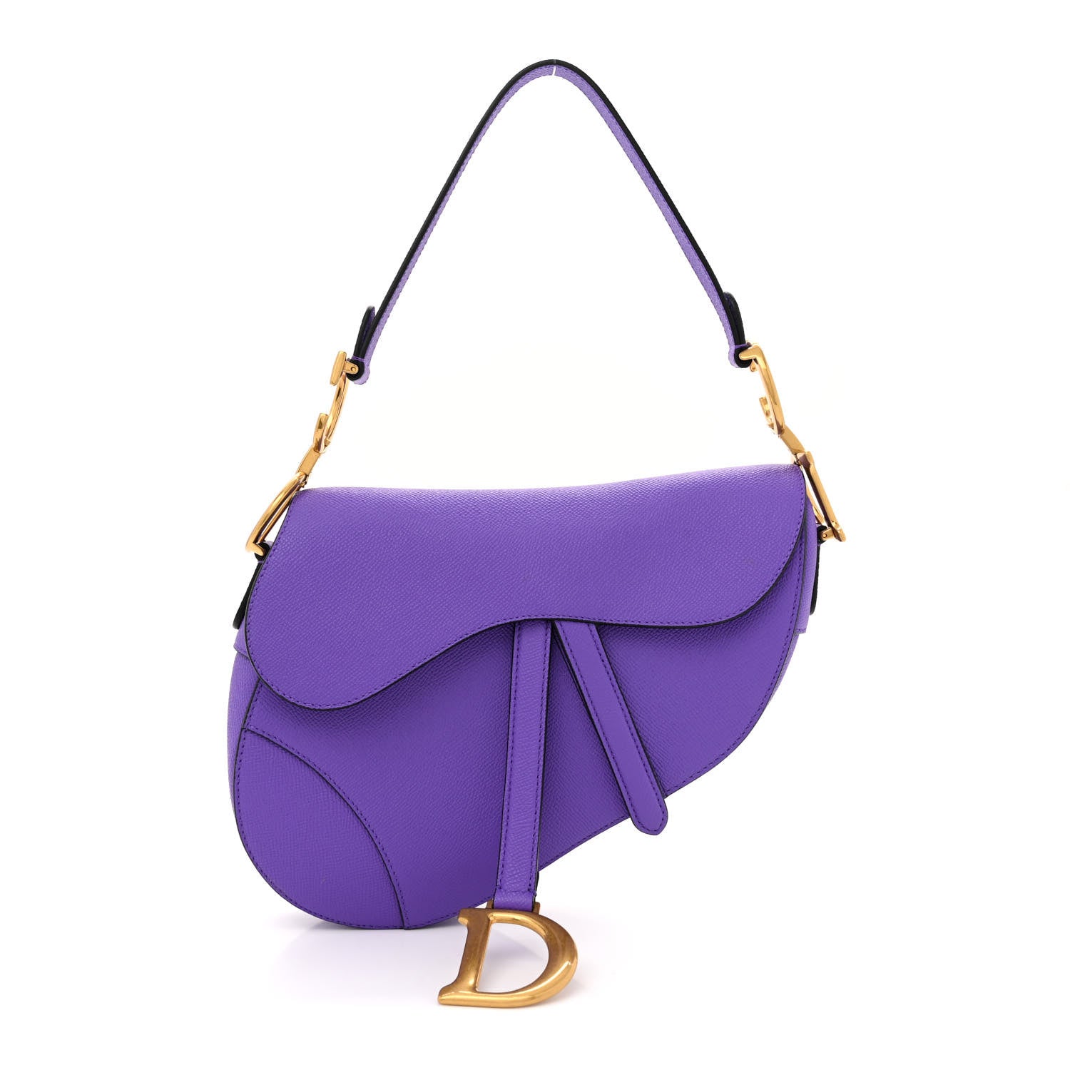 Christian Dior Grained Calfskin Saddle Bag Purple 1507415