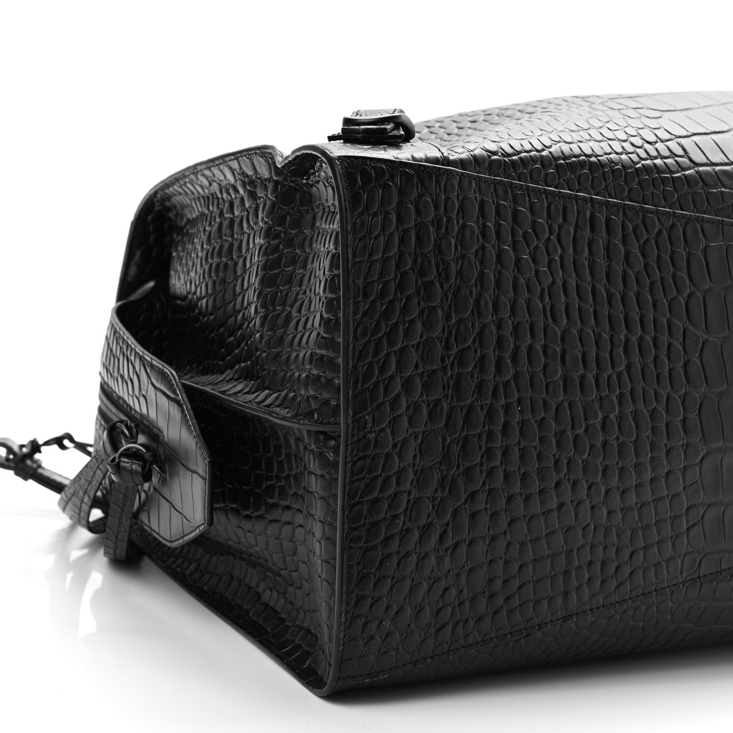 Balenciaga Semi Matte Calfskin Crocodile Embossed Neo Classic Black Hardware Large City Black 8 of 10