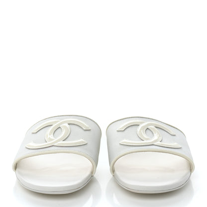 Chanel Mesh Patent Calfskin CC Mules 40 White 2 of 9