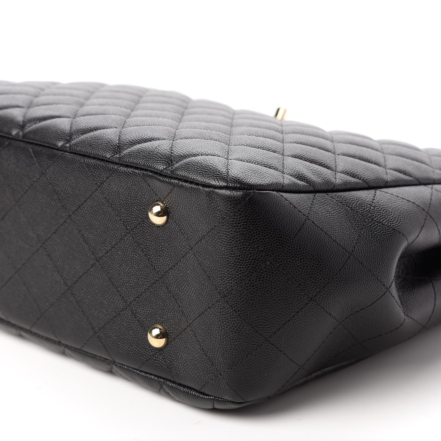 Caviar Quilted Large Classic Shopping Tote Black