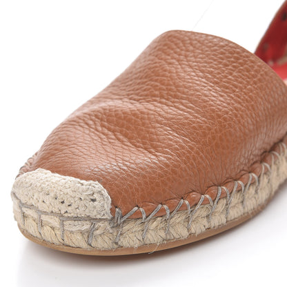 Valentino Garavani Grained Calfskin Rockstud Ankle Wrap Espadrille Flats 38 Cognac 17 of 20