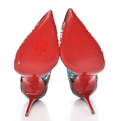 Christian Louboutin Lace Calfskin Crocodile Embossed Follies 100 Pumps 38.5 Cuoio Multicolor 7 of 13