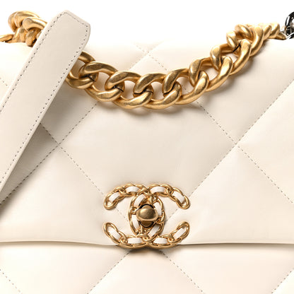 Chanel Lambskin Quilted Large Chanel 19 Flap White 8 of 11