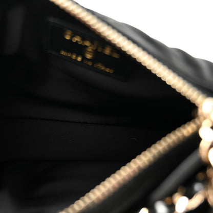 Chanel Velvet Effect Nylon Shiny Crumpled Calfskin Mini Quilted Chanel 25 Clutch With Chain Black 5 of 11
