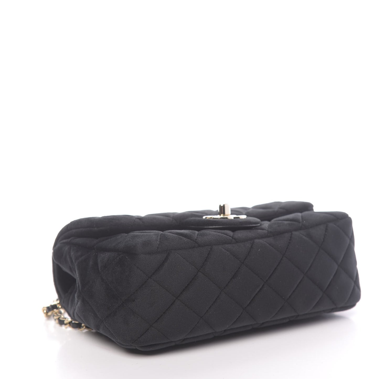 Velvet Quilted Mini Rectangular Pearl Crush Flap Black