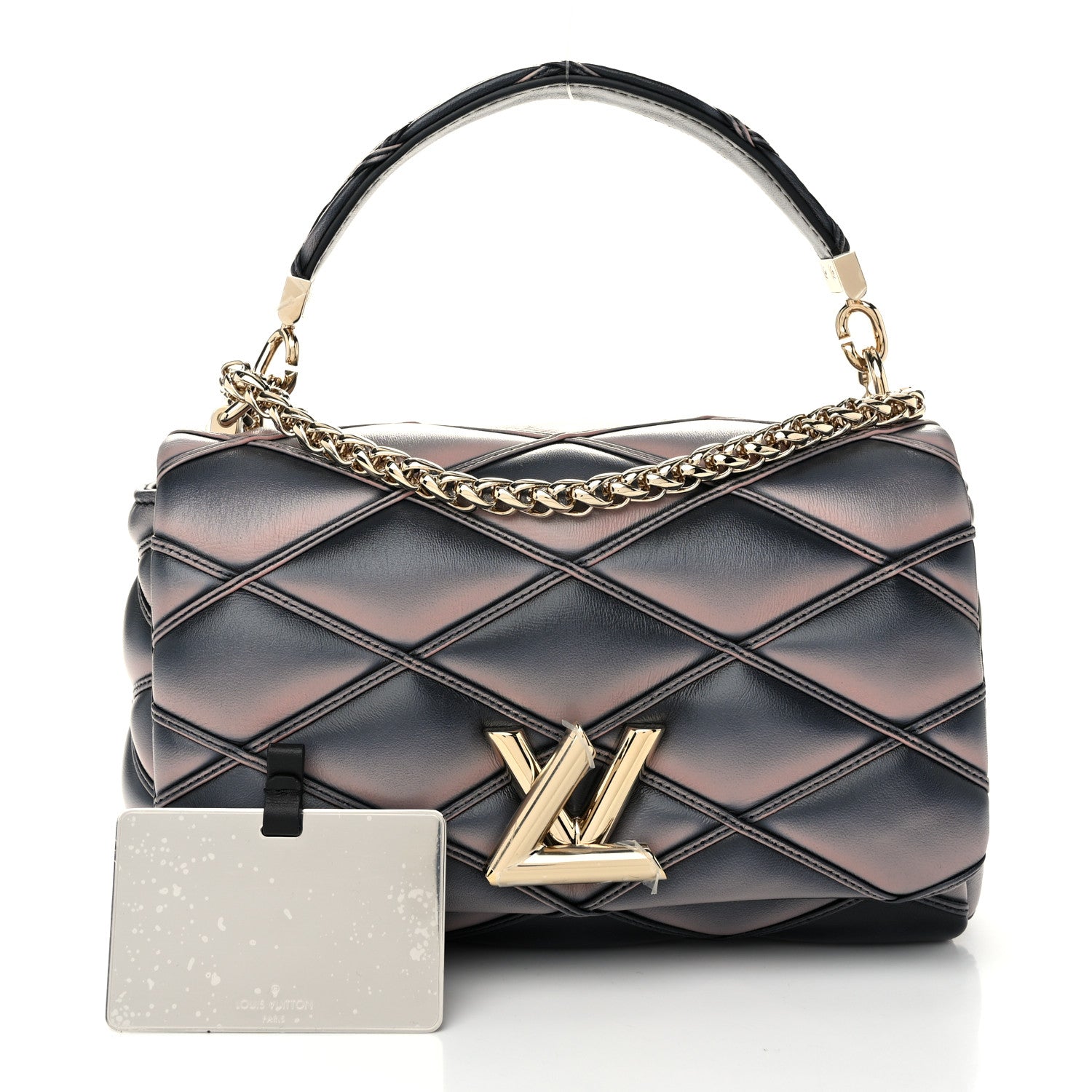 Louis Vuitton Lambskin Malletage Top Handle GO-14 MM Black Pink 3 of 11