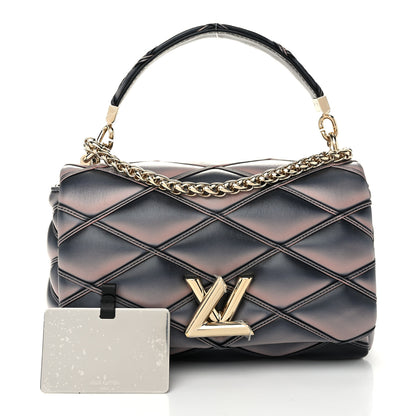 Louis Vuitton Lambskin Malletage Top Handle GO-14 MM Black Pink 3 of 11