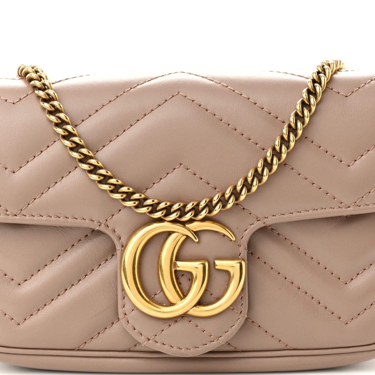 Gucci Calfskin Matelasse Super Mini GG Marmont Shoulder Bag Porcelain Rose 9 of 11