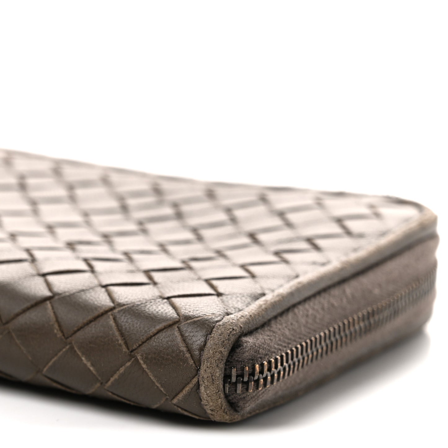 Nappa Intrecciato Zip Around Wallet Mud