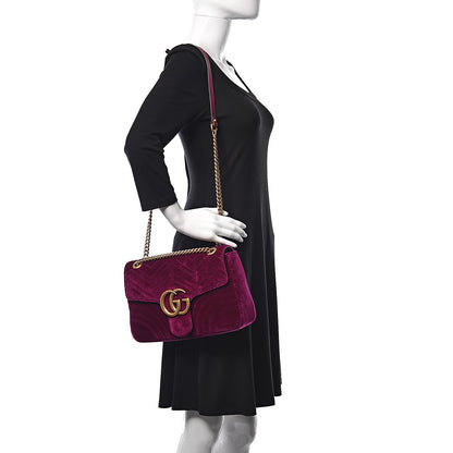 Gucci Velvet Matelasse Medium GG Marmont Shoulder Bag Fuchsia Violet Cyclamen 2 of 13