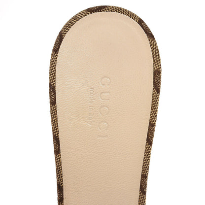 Gucci GG Monogram Bamboo Horsebit Mid Heel Slides 37 Brown 7 of 10