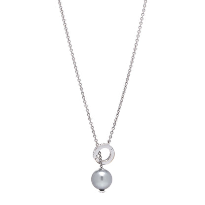 Mikimoto 18K White Gold Diamond Black South Sea Pearl 10mm Pearls In Motion Lariat Necklace 1 of 5