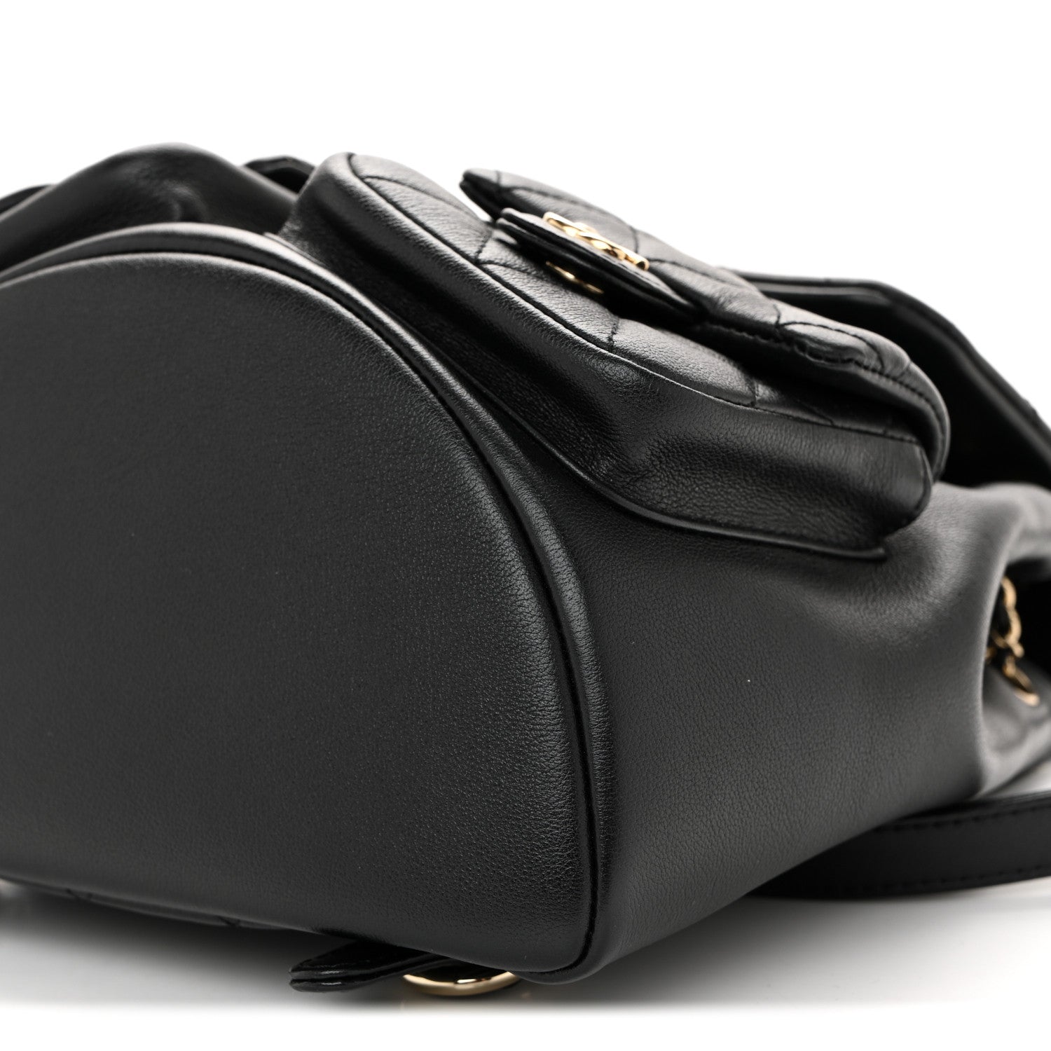 Chanel Calfskin Quilted Medium Duma Pockets Drawstring Backpack Black 10 of 11