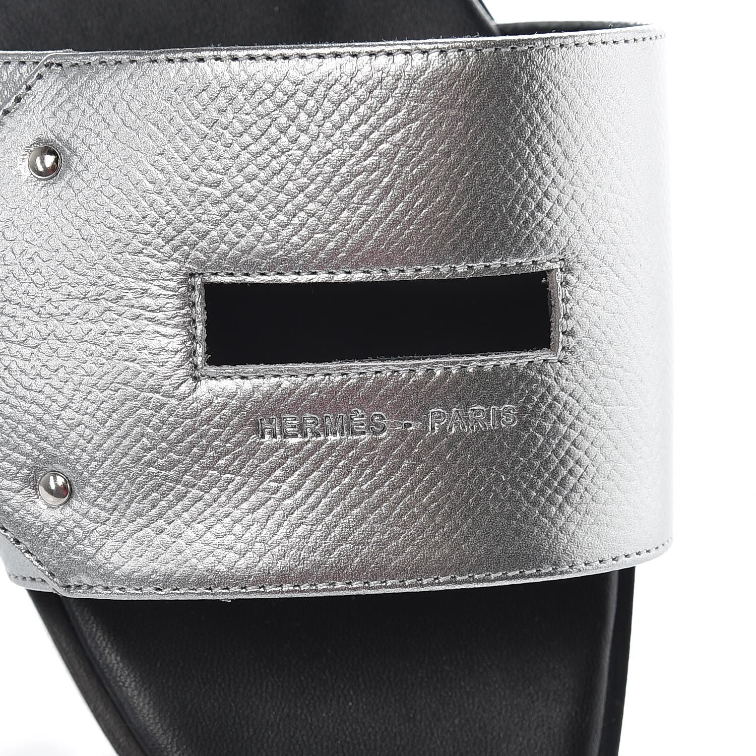 Hermes Epsom View Sandals 38 Argent 8 of 10