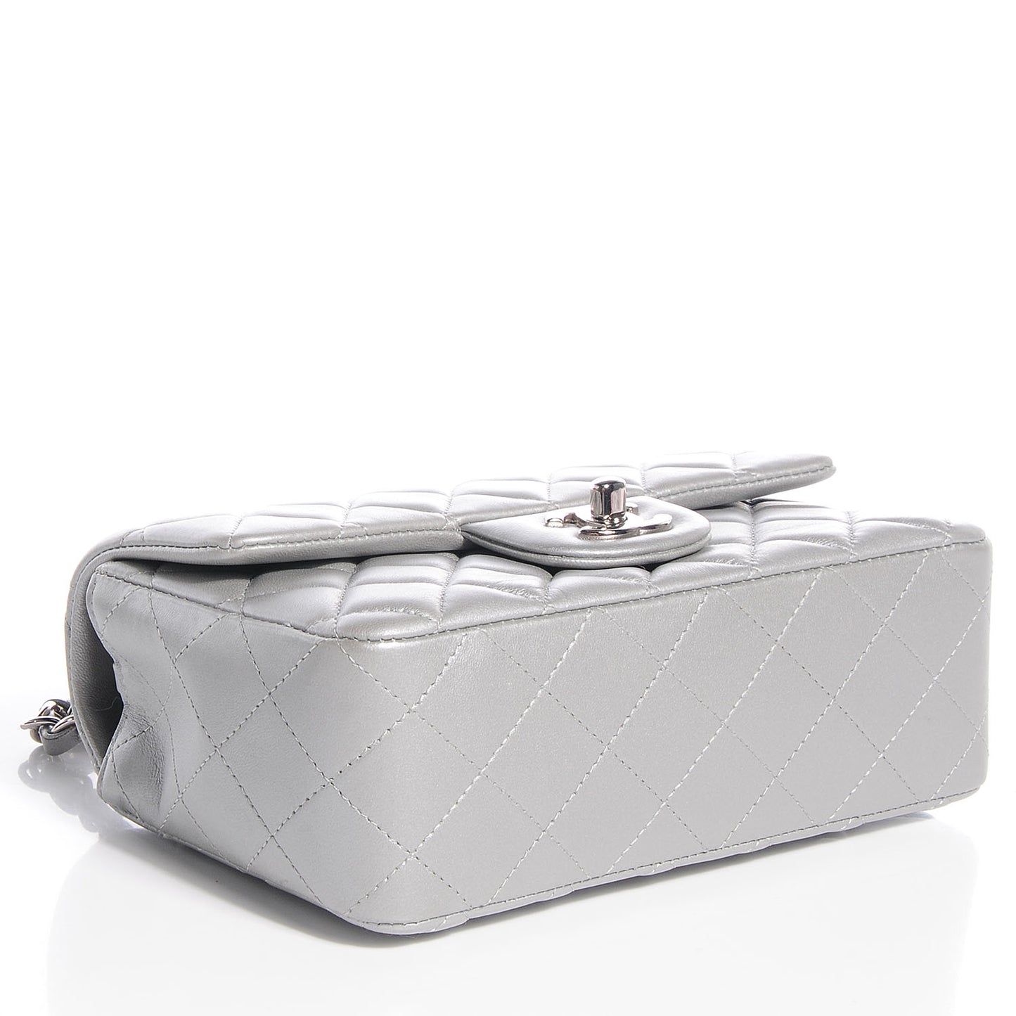 Lambskin Quilted Mini Flap Metallic Silver