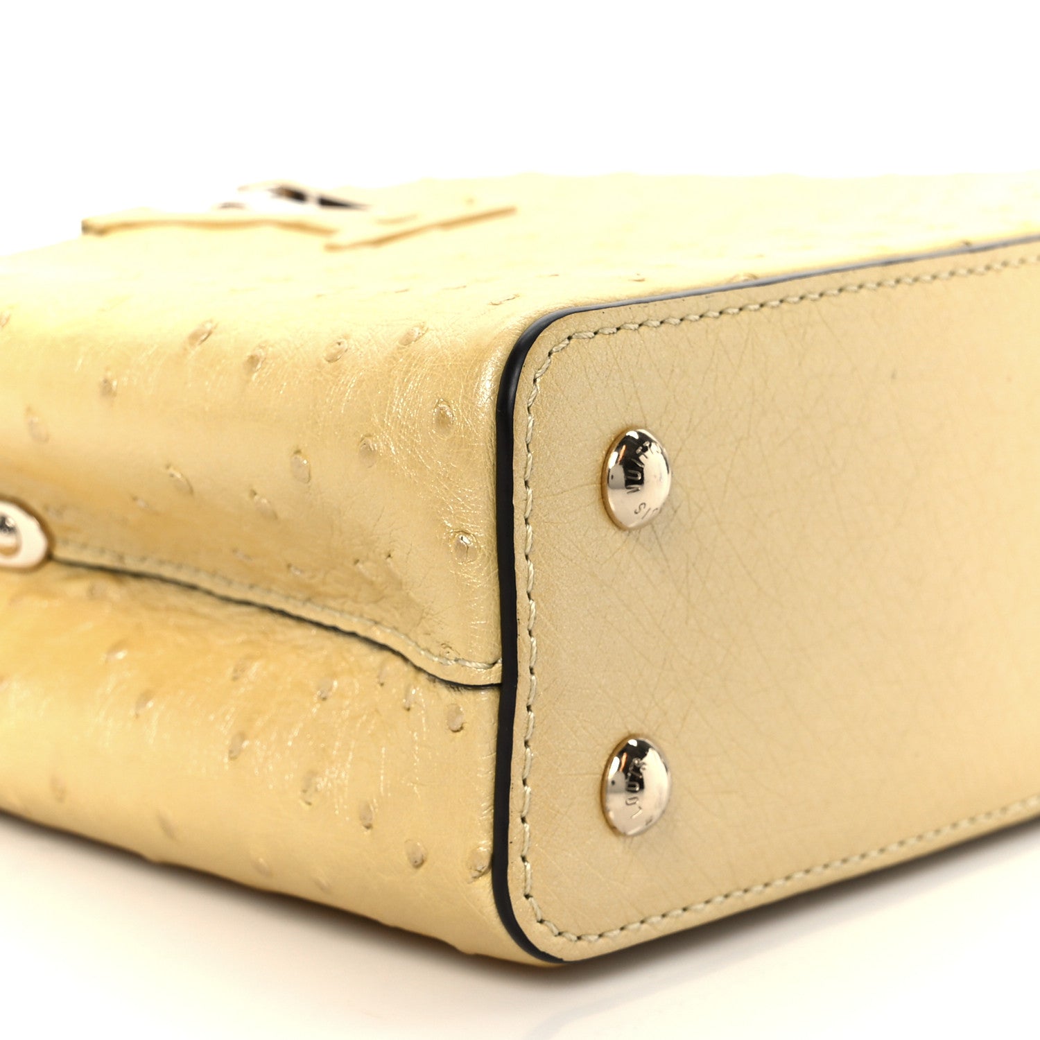 Louis Vuitton Iridescent Ostrich Capucines Mini Yellow 8 of 10