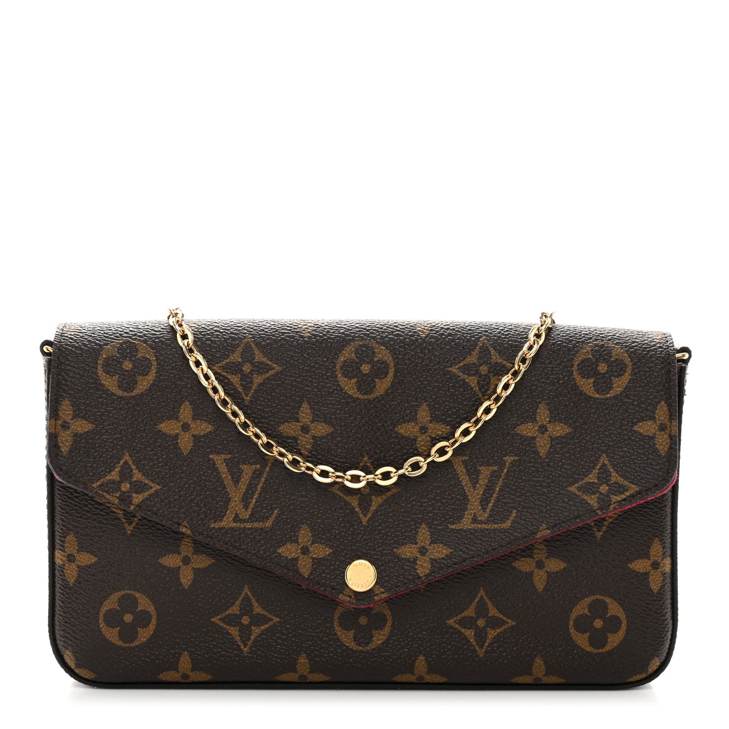 Louis Vuitton Monogram Pochette Felicie Chain Wallet Fuchsia 1 of 9