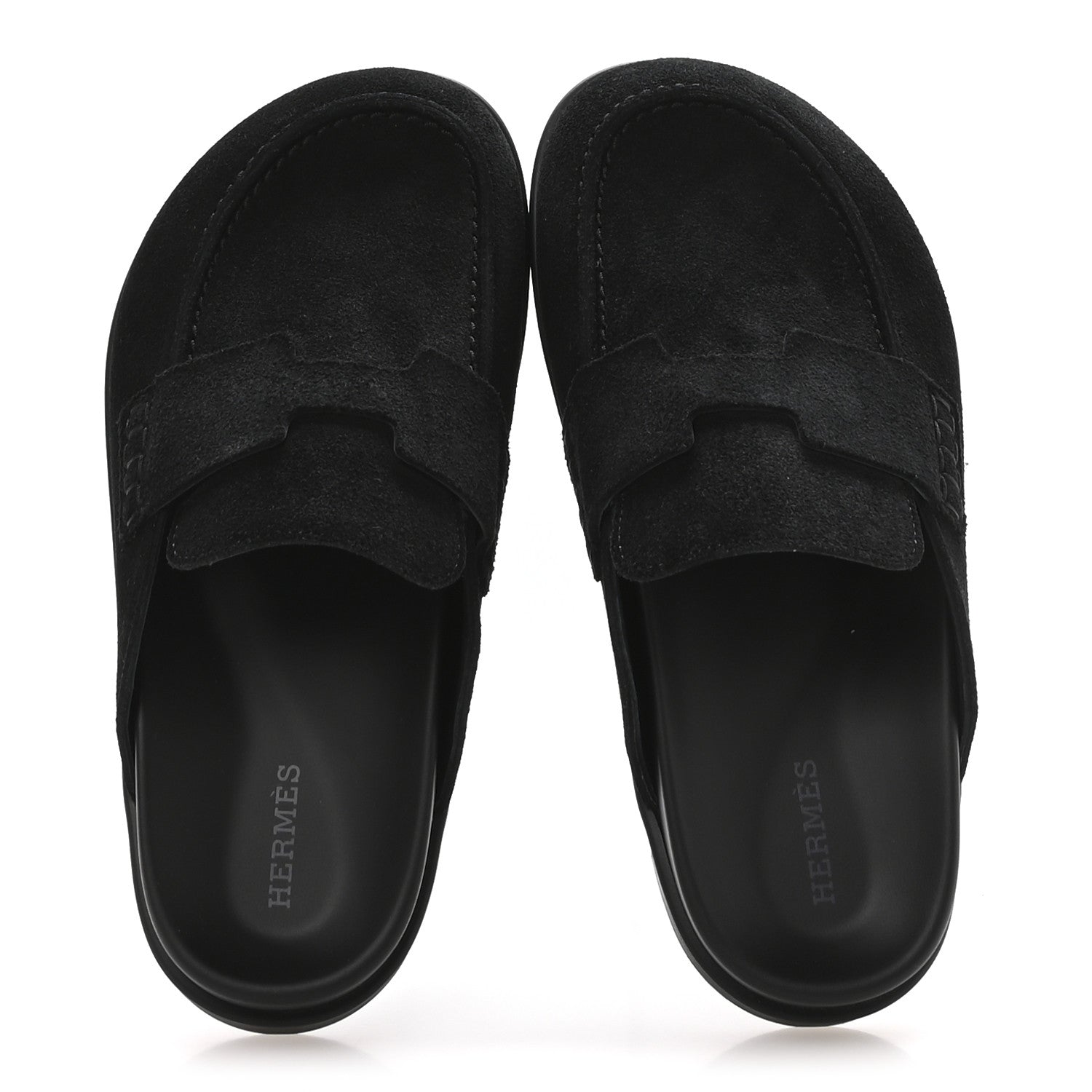 Hermes Suede Calfskin Go Mules 35 Black 2 of 9