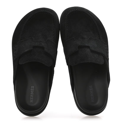 Hermes Suede Calfskin Go Mules 35 Black 2 of 9