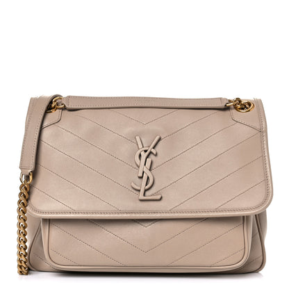 Saint Laurent Lambskin Matelasse Monogram Medium Niki Chain Satchel Dark Beige 1 of 12