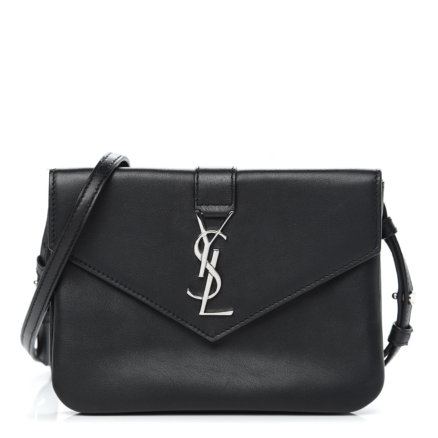 Saint Laurent Calfskin Monogram Tri Pocket Crossbody Bag Black 1 of 10