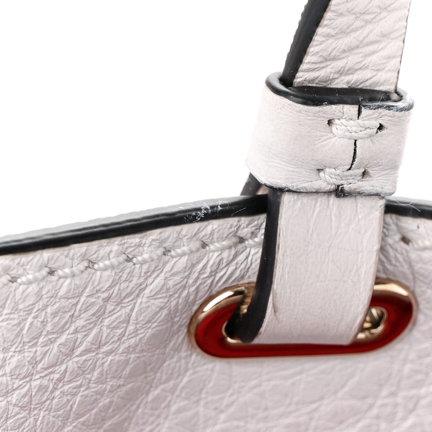 Pebbled Calfskin Medium Rockstud Tote White