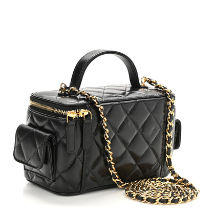 Chanel Lambskin Quilted Polly Pocket East West Top Vanity With Chain Black 3 of 12