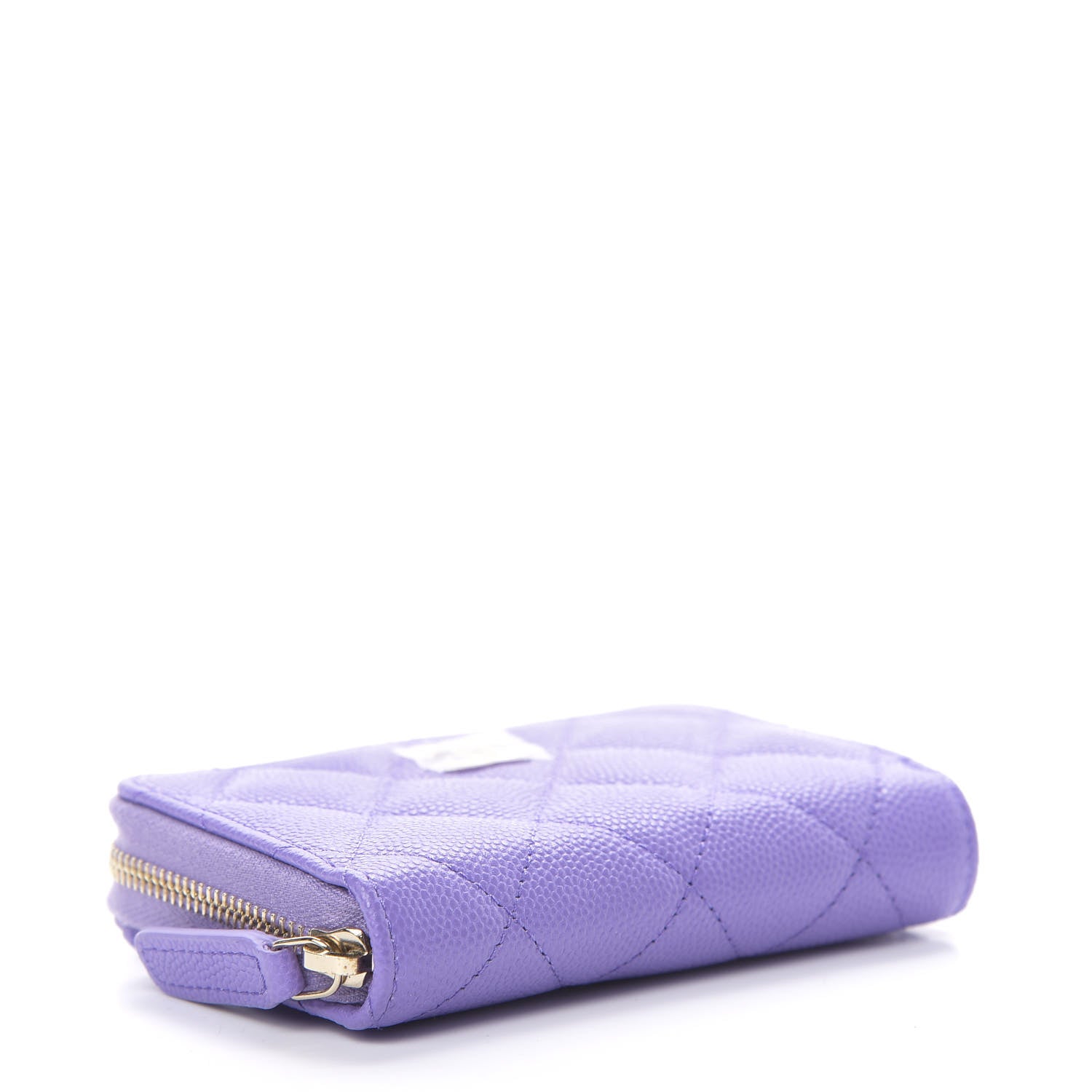 Chanel Caviar Quilted Zip Around Coin Purse Wallet Purple 4 of 8