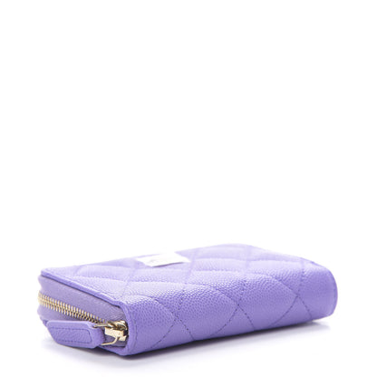 Chanel Caviar Quilted Zip Around Coin Purse Wallet Purple 4 of 8
