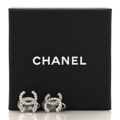 Chanel Crystal Pearl CC Clip On Earrings Silver 5 of 5