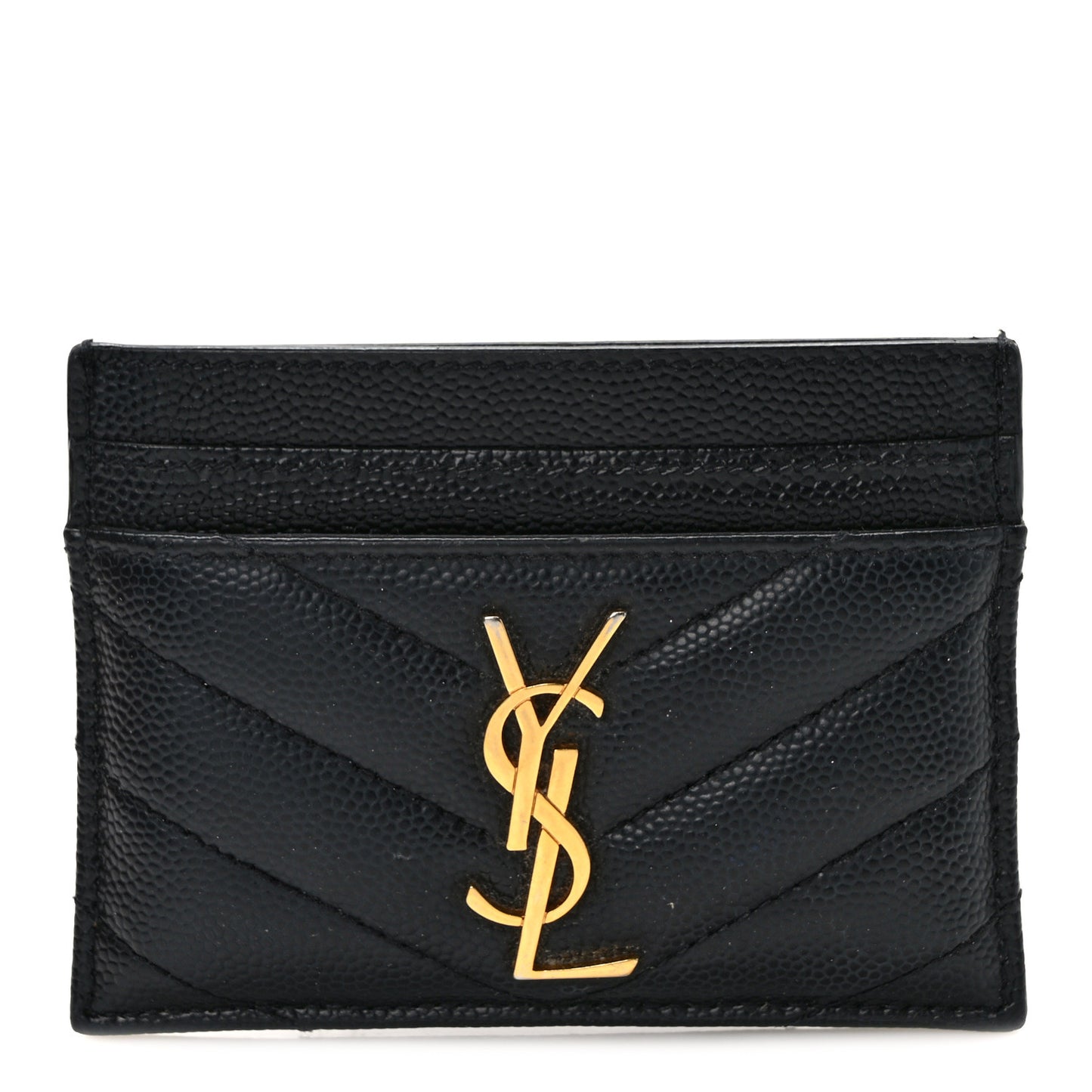 Grain De Poudre Matelasse Chevron Monogram Credit Card Case Black