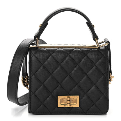 Chanel Goatskin Quilted Small Rita Top Handle Flap Black 1 of 12
