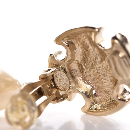 Chanel Pearl Drop CC Clip On Earrings Gold 4 of 5
